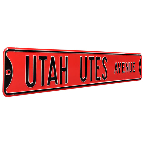 Utah Utes - UTAH UTES AVE - Embossed Steel Street Sign