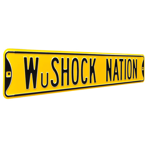 Wichita State Shockers - WuSHOCK NATION - Embossed Steel Street Sign