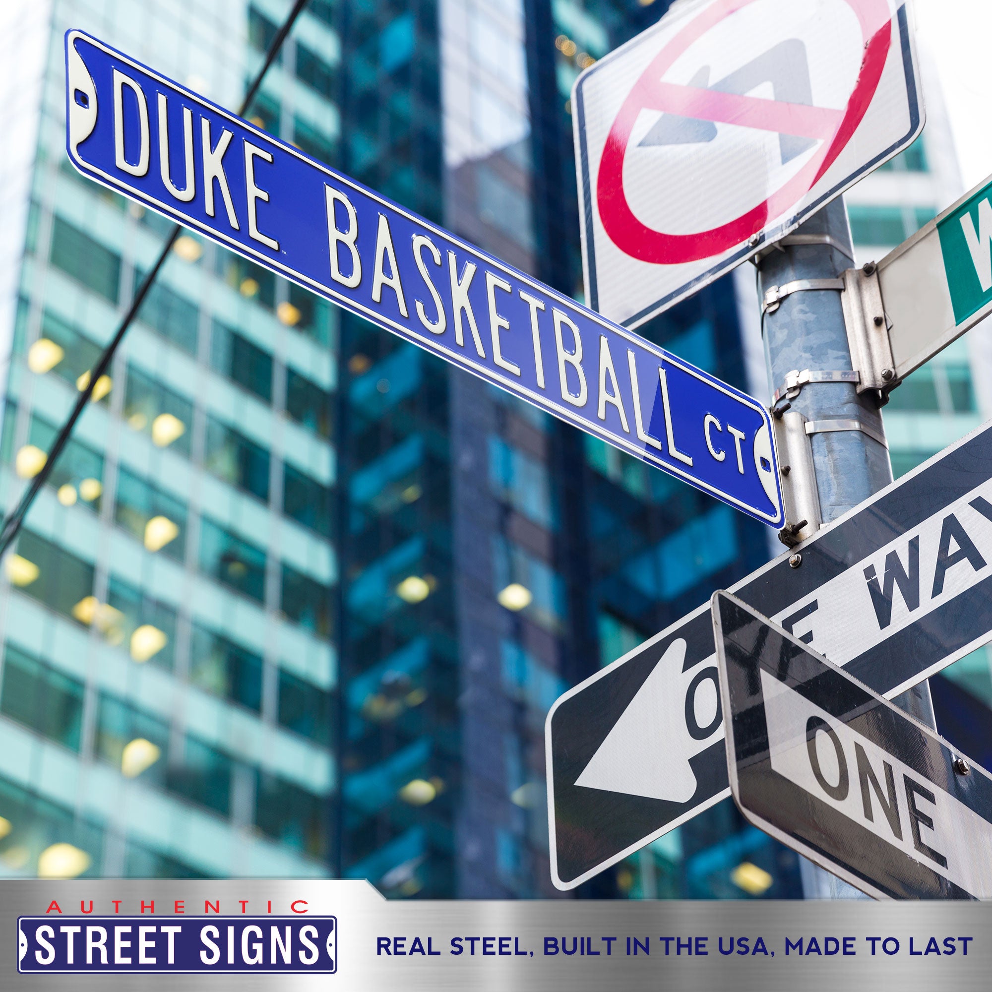 Duke Blue Devils - DUKE BASKETBALL CT - Embossed Steel Street Sign