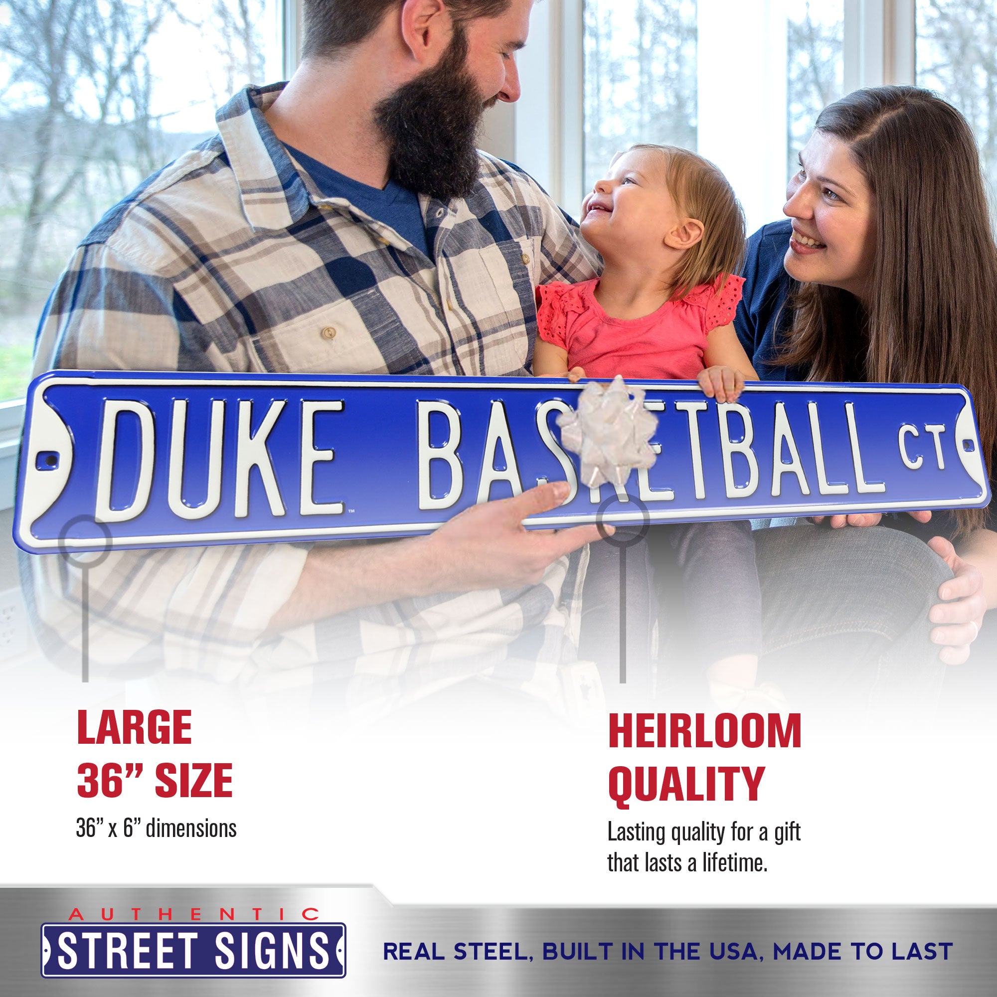 Duke Blue Devils - DUKE BASKETBALL CT - Embossed Steel Street Sign