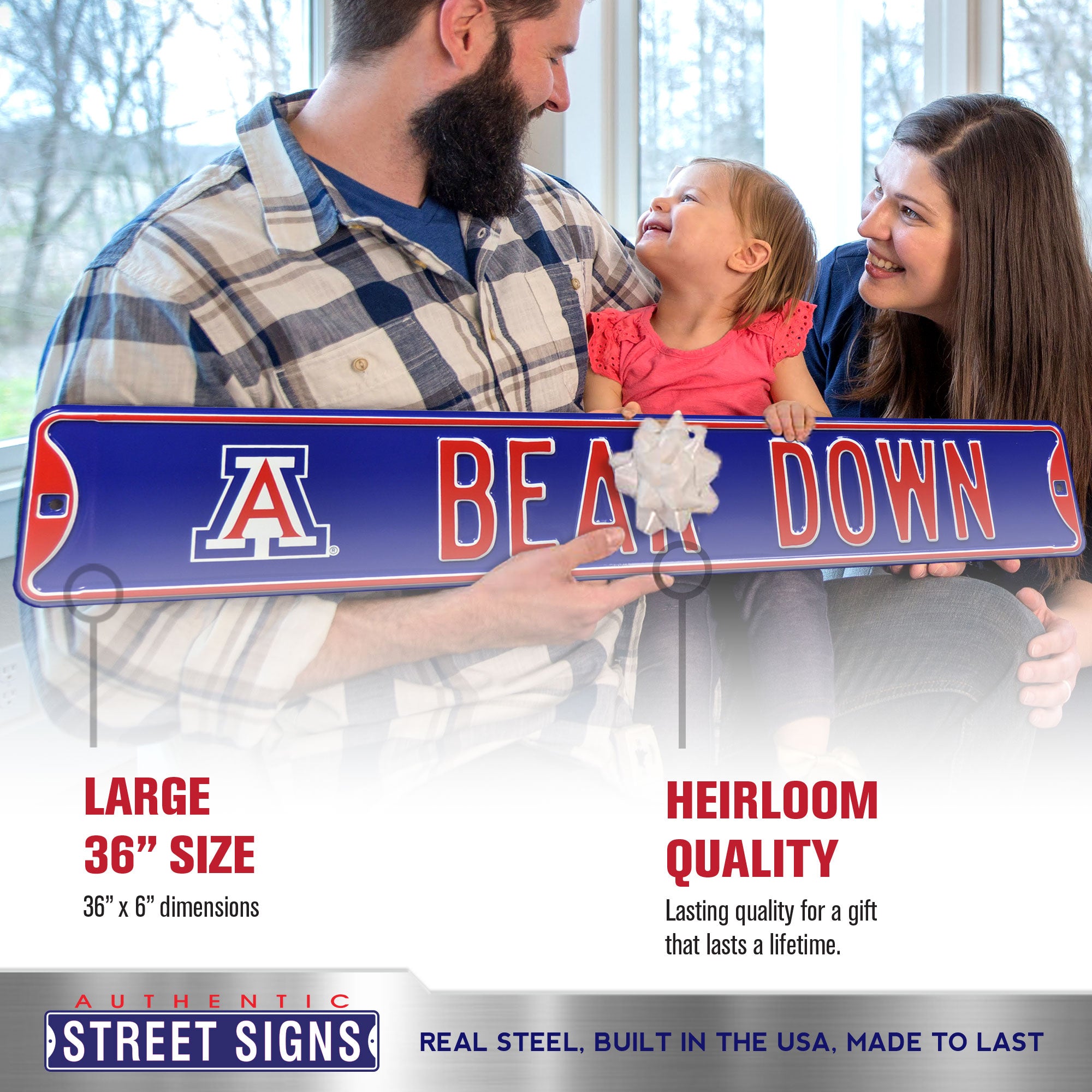 Arizona Wildcats - BEAR DOWN - Embossed Steel Street Sign