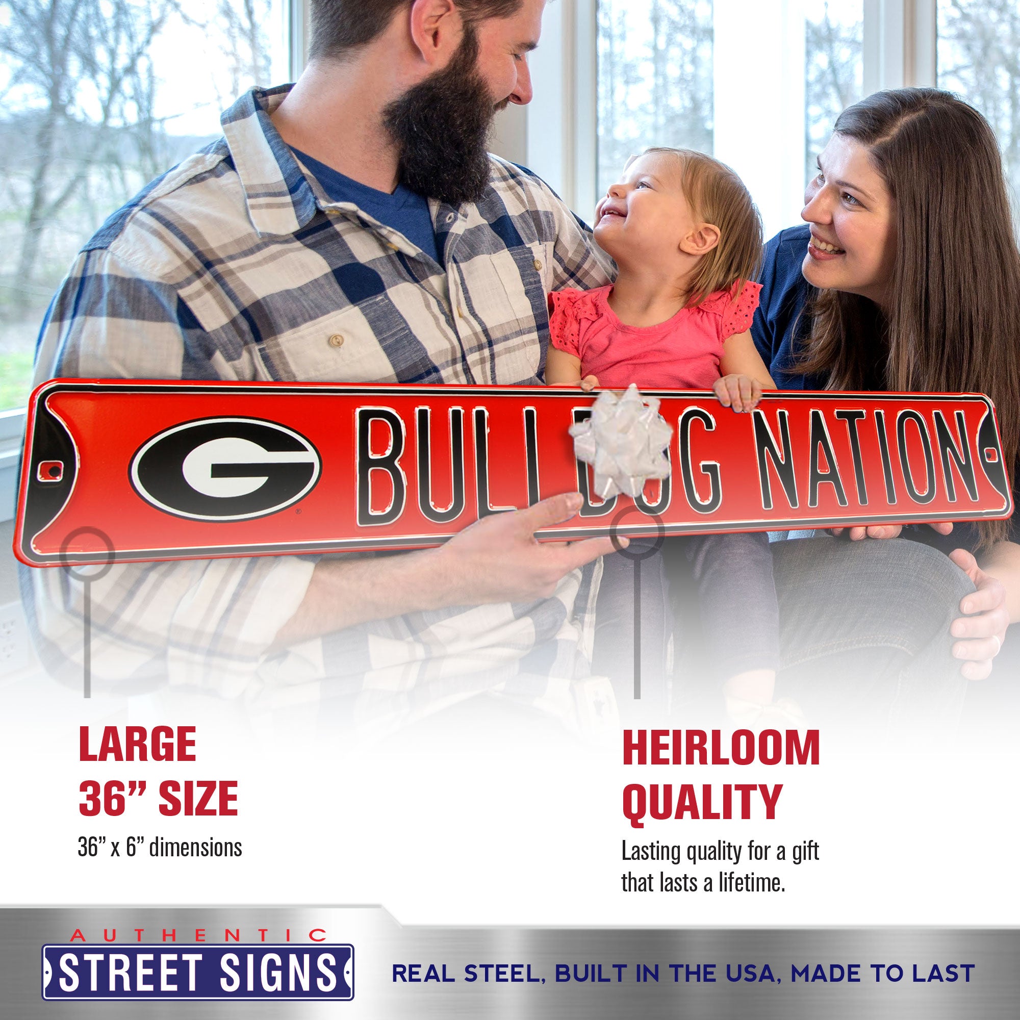 Georgia Bulldogs - BULLDOG NATION - Embossed Steel Street Sign