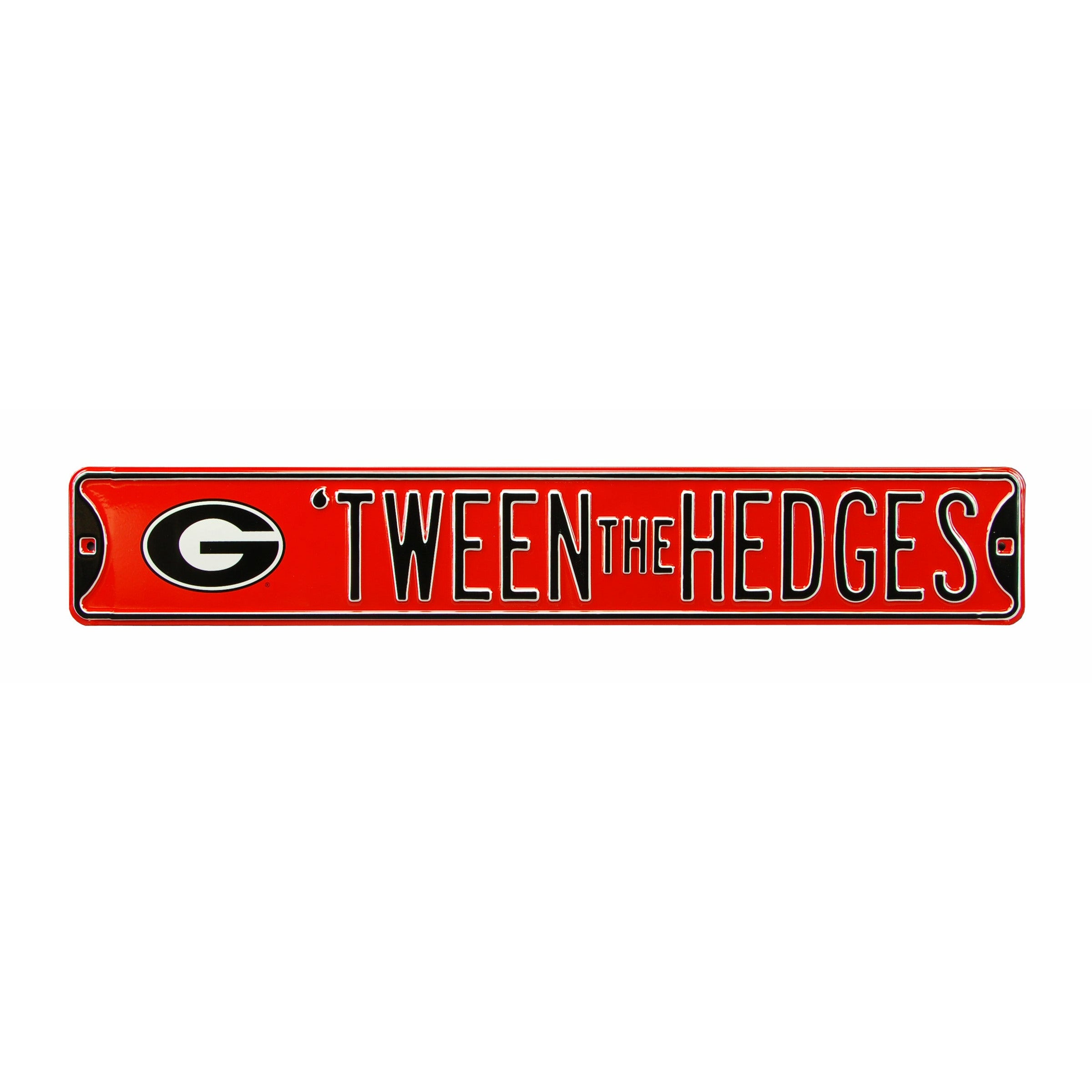 Georgia Bulldogs - TWEEN THE HEDGES - Embossed Steel Street Sign