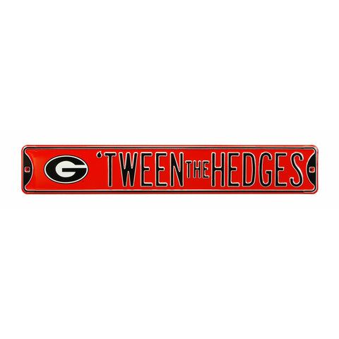 Georgia Bulldogs - TWEEN THE HEDGES - Embossed Steel Street Sign