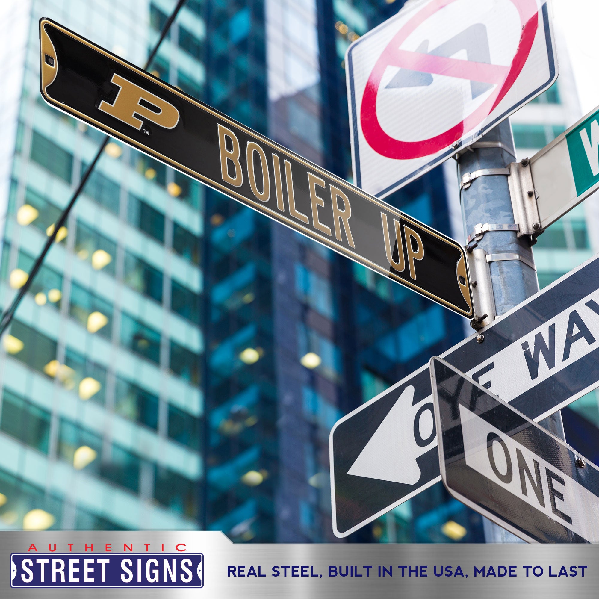 Purdue Boilermakers - BOILER UP - Embossed Steel Street Sign