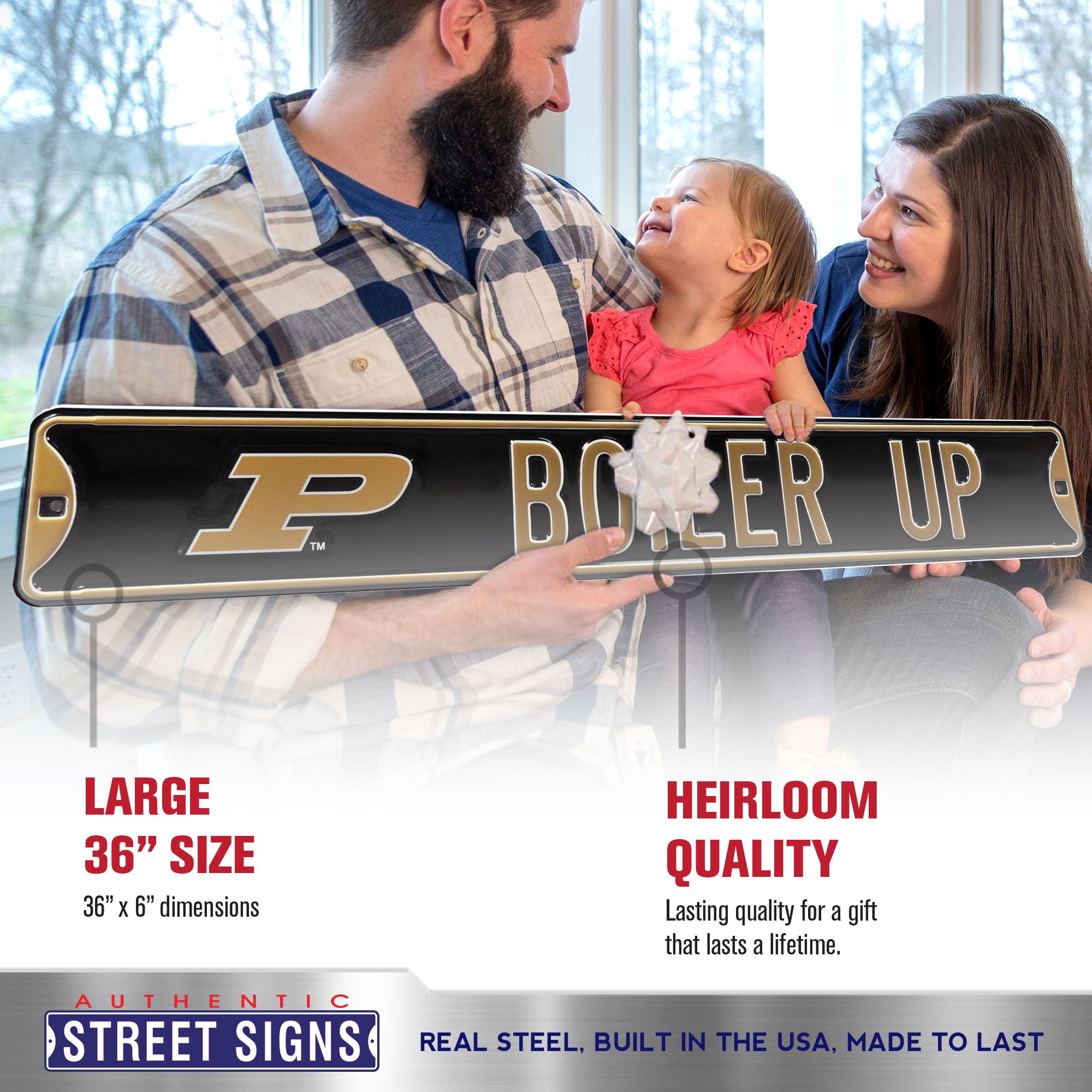 Purdue Boilermakers - BOILER UP - Embossed Steel Street Sign