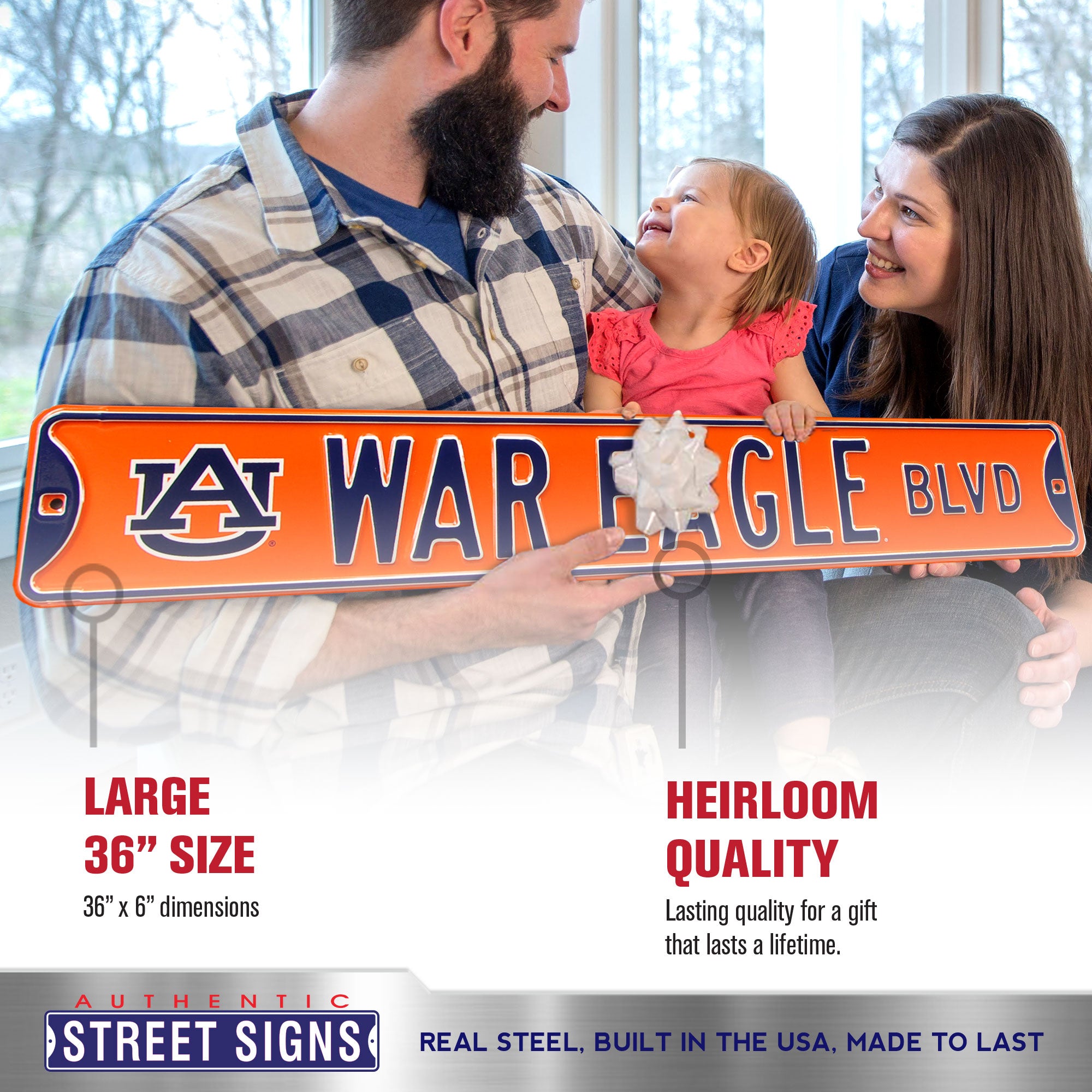 Auburn Tigers - WAR EAGLE BLVD - Embossed Steel Street Sign