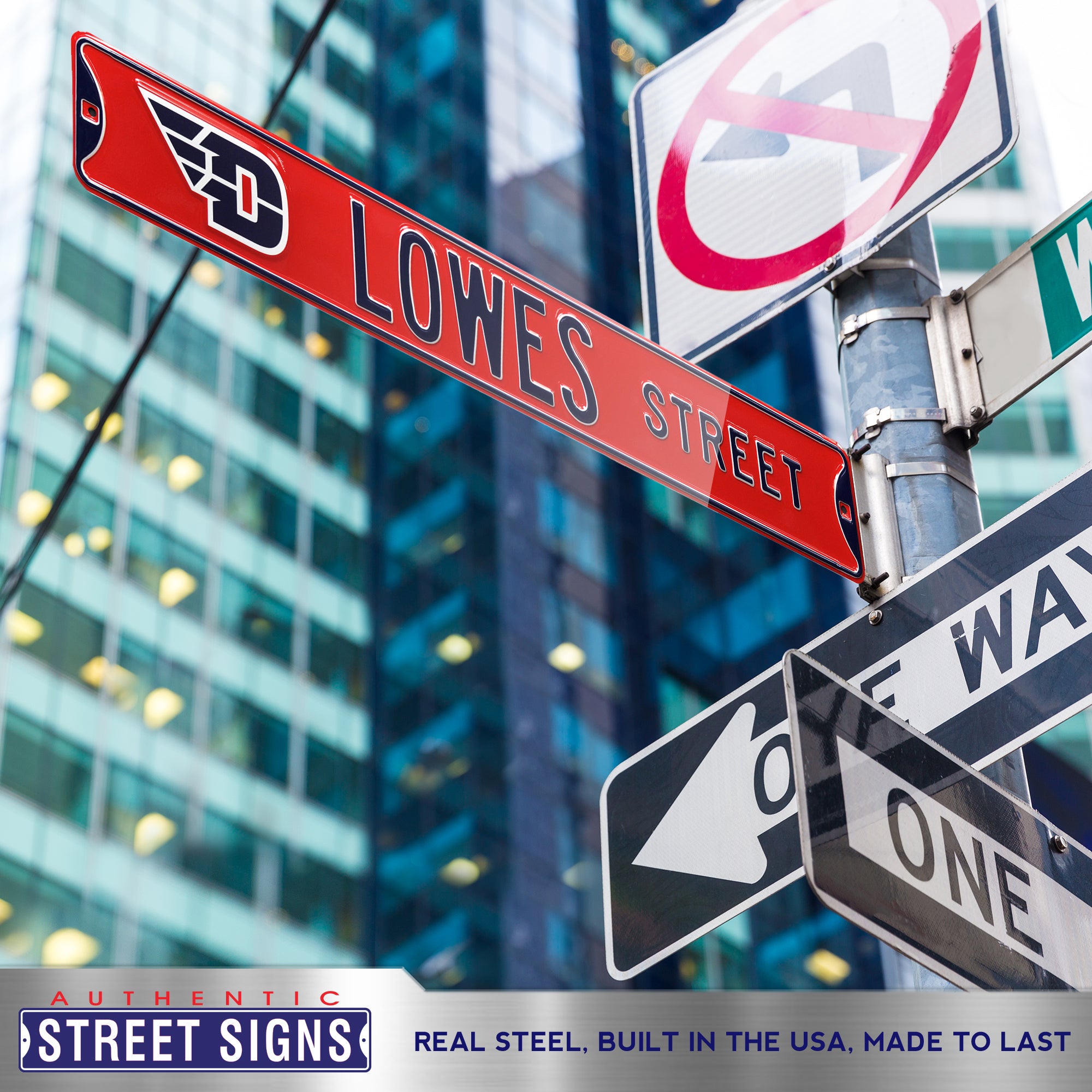 Dayton Flyers - LOWE'S STREET - Embossed Steel Street Sign