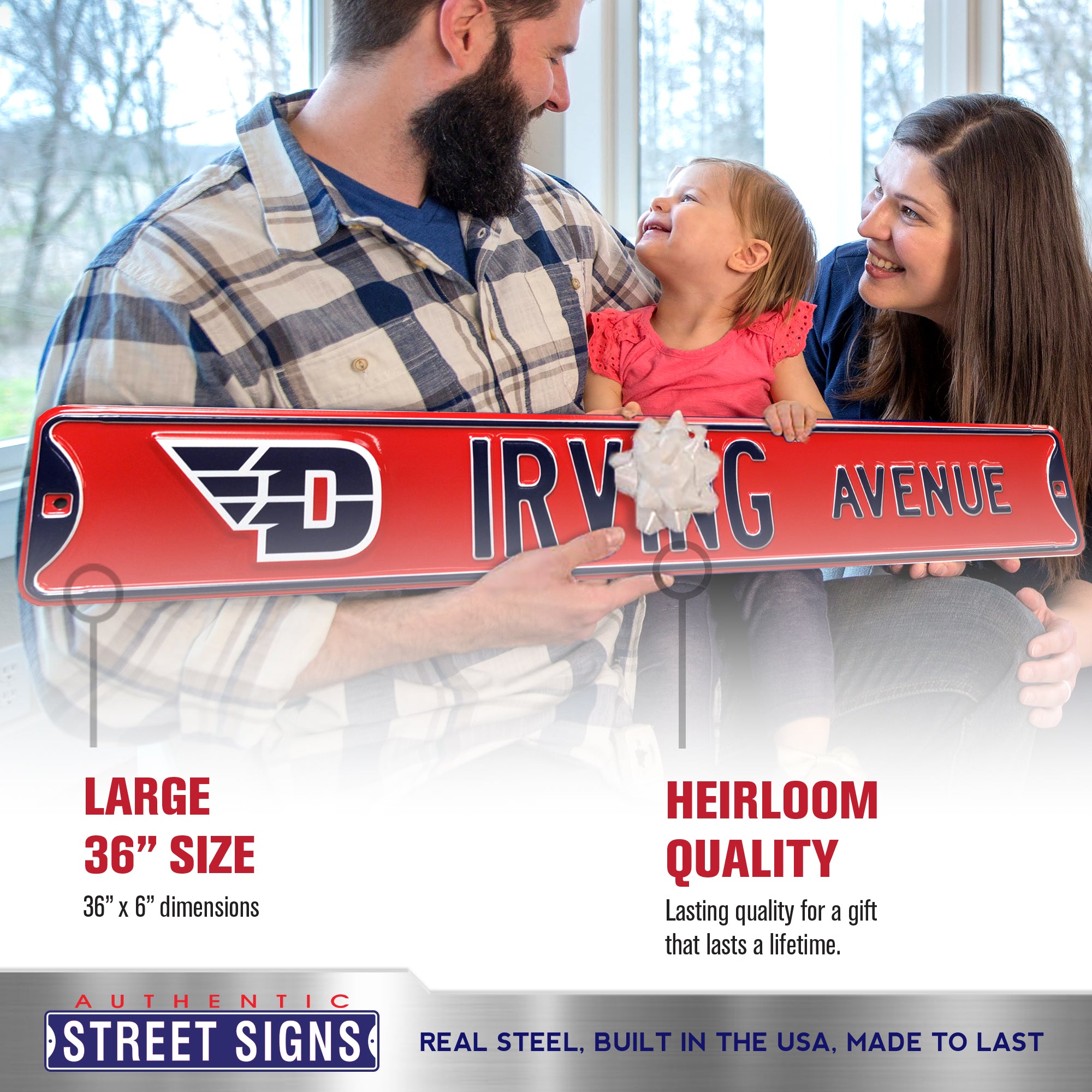 Dayton Flyers - IRVING AVENUE - Embossed Steel Street Sign
