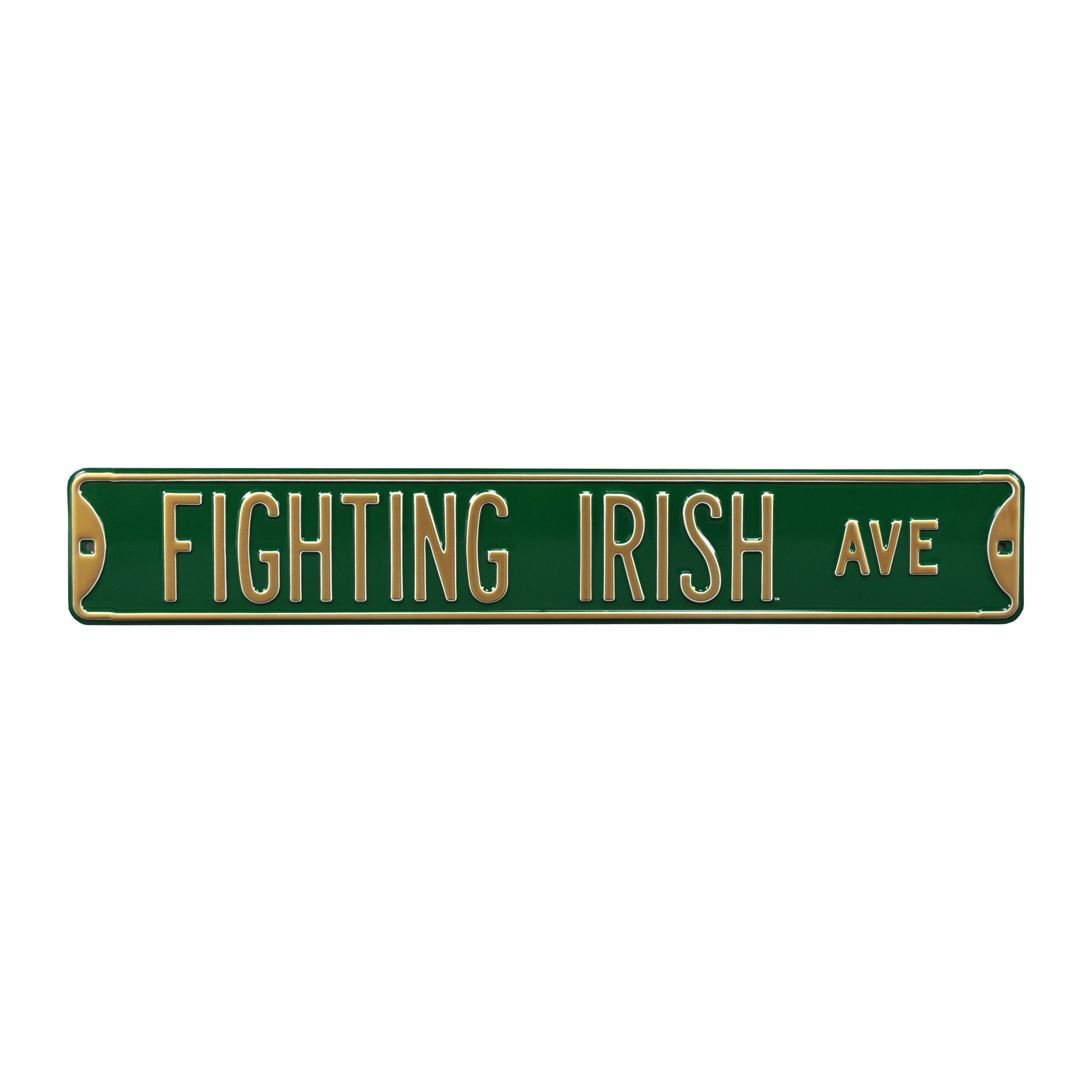 Notre Dame Fighting Irish - FIGHTING IRISH AVE - Green Embossed Steel Street Sign