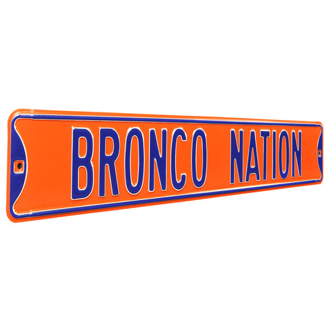 Boise State Broncos - BRONCO NATION - Embossed Steel Street Sign