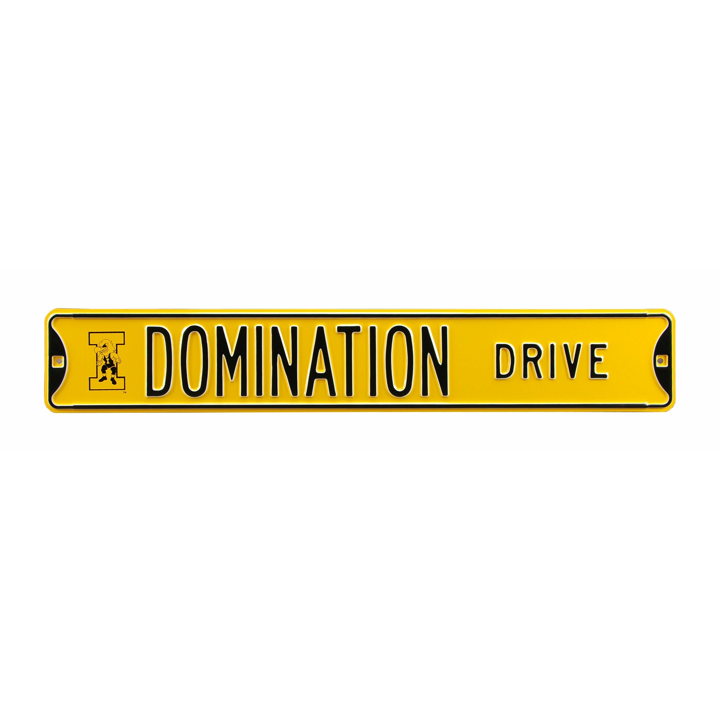 Iowa Hawkeyes - DOMINATION DRIVE - Embossed Steel Street Sign