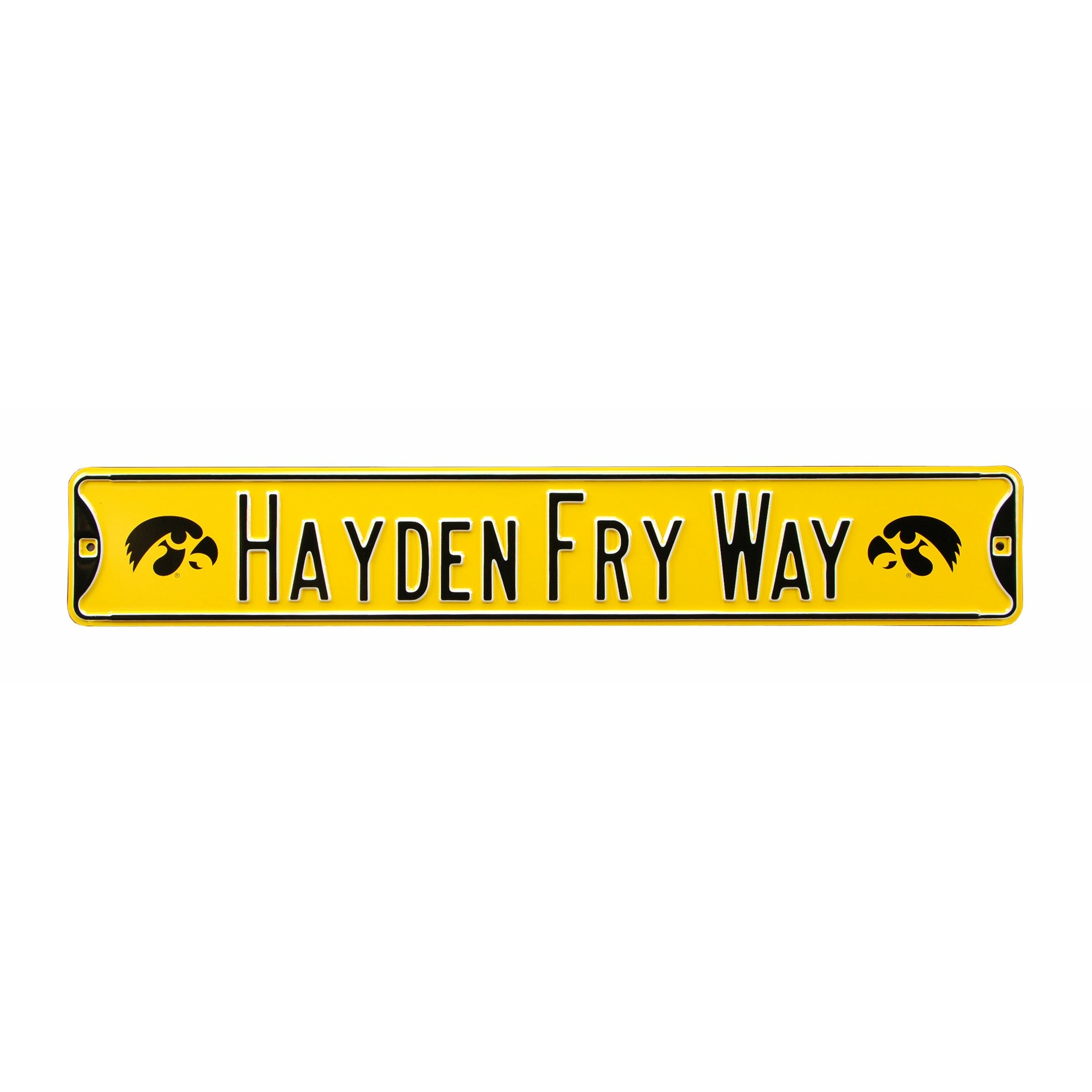 Iowa Hawkeyes - HAYDEN FRY WAY - Embossed Steel Street Sign