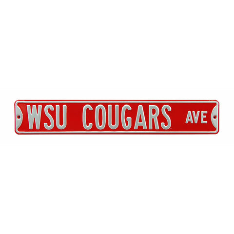 Washington State Cougars - WSU COUGARS AVE - Embossed Steel Street Sign