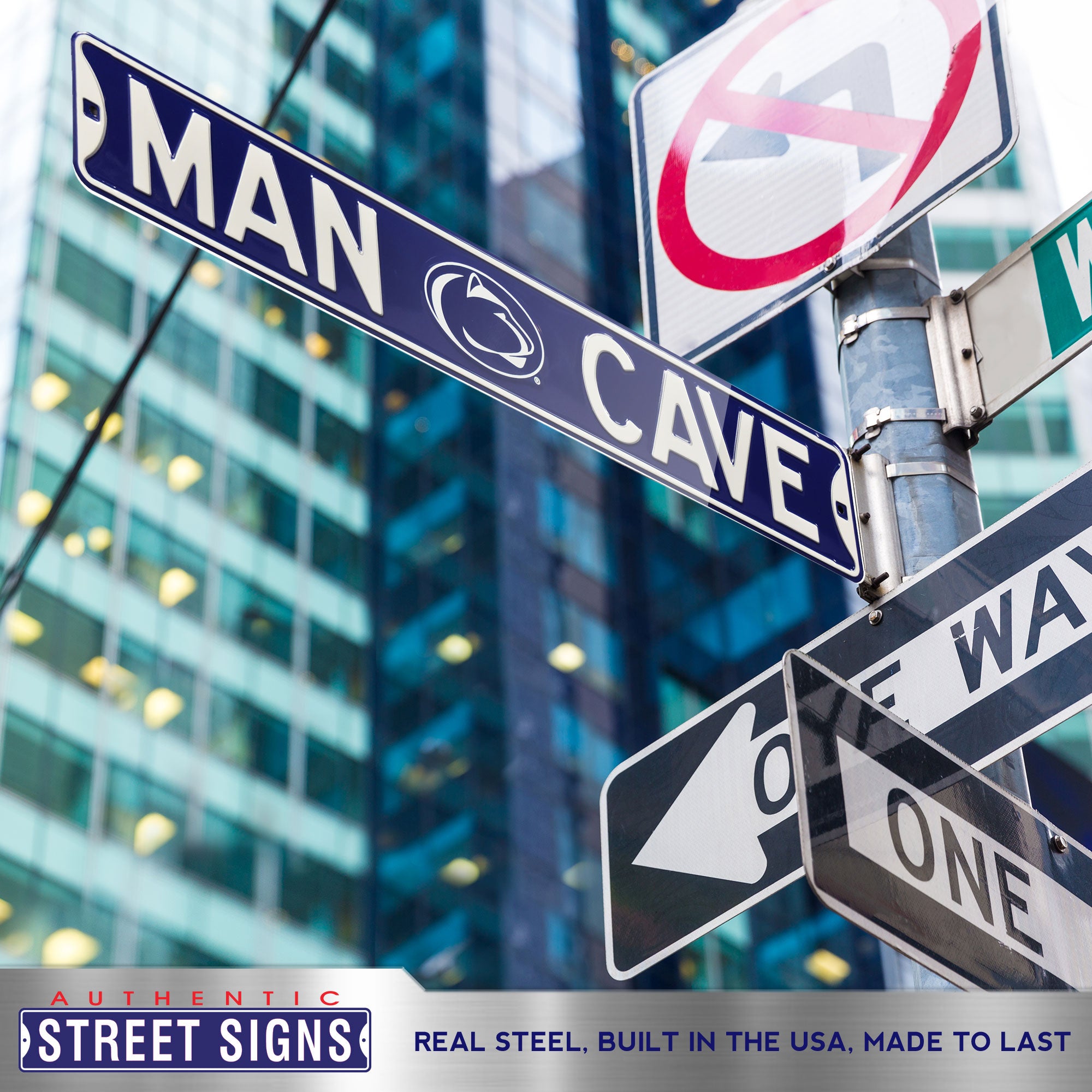 Penn State Nittany Lions - MAN CAVE - Embossed Steel Street Sign
