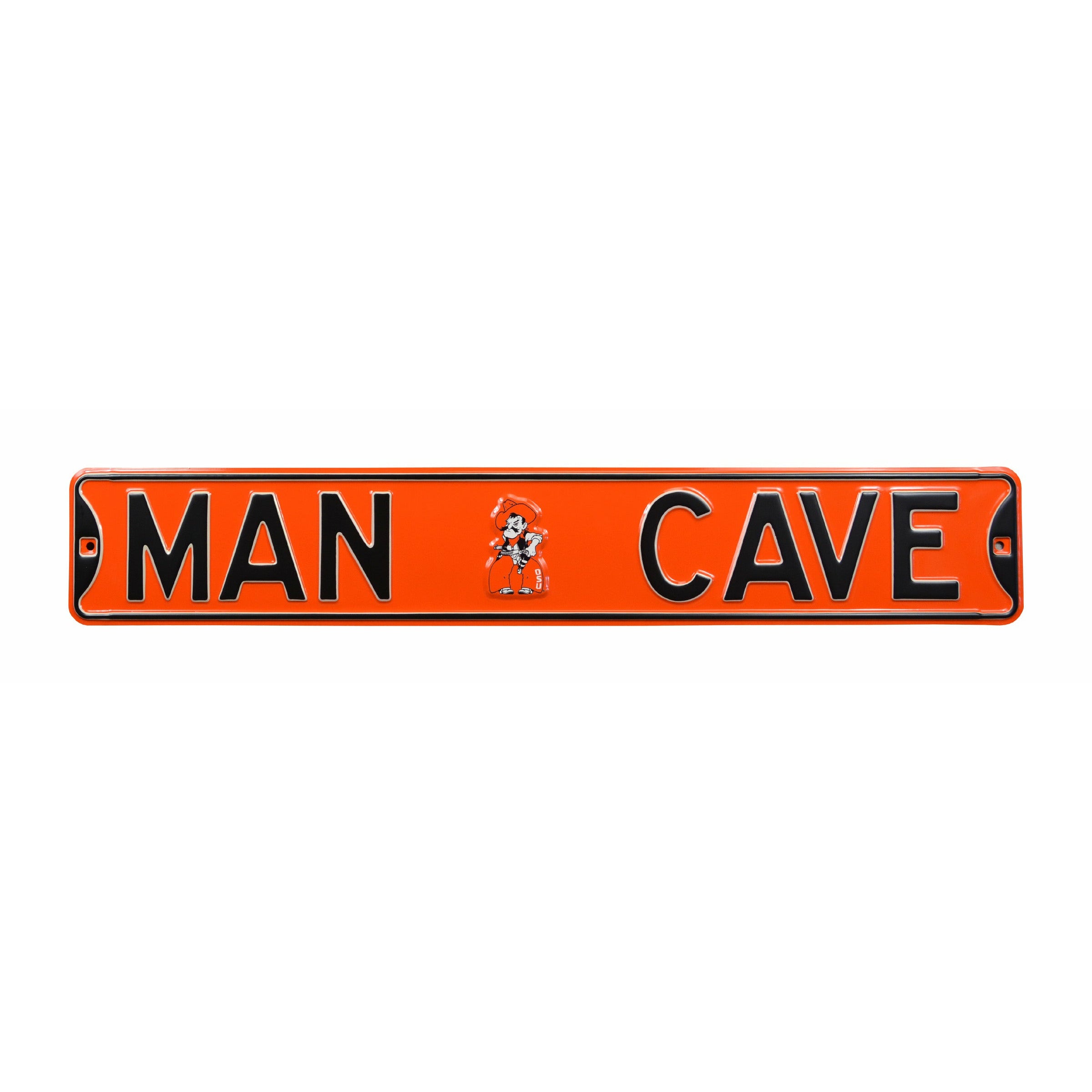 Oklahoma State Cowboys - MAN CAVE - Embossed Steel Street Sign