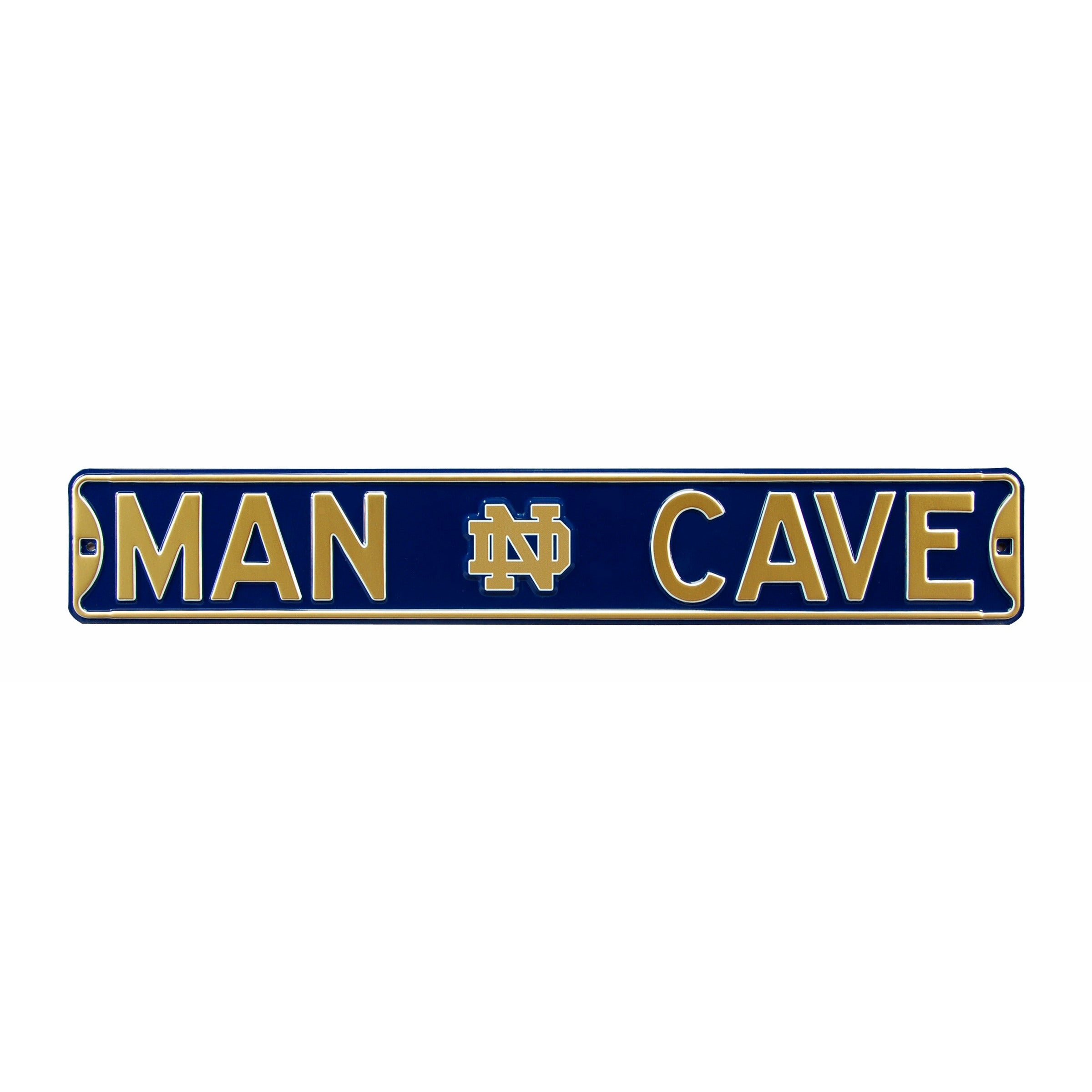 Notre Dame Fighting Irish - MAN CAVE - Embossed Steel Street Sign
