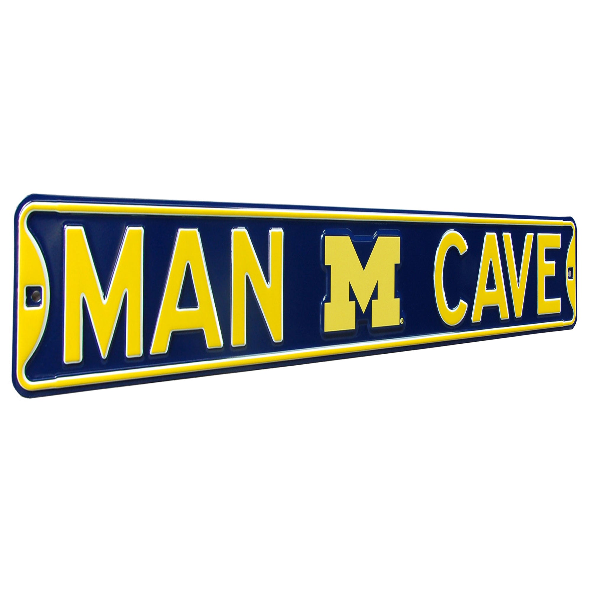 Michigan Wolverines - MAN CAVE - Embossed Steel Street Sign