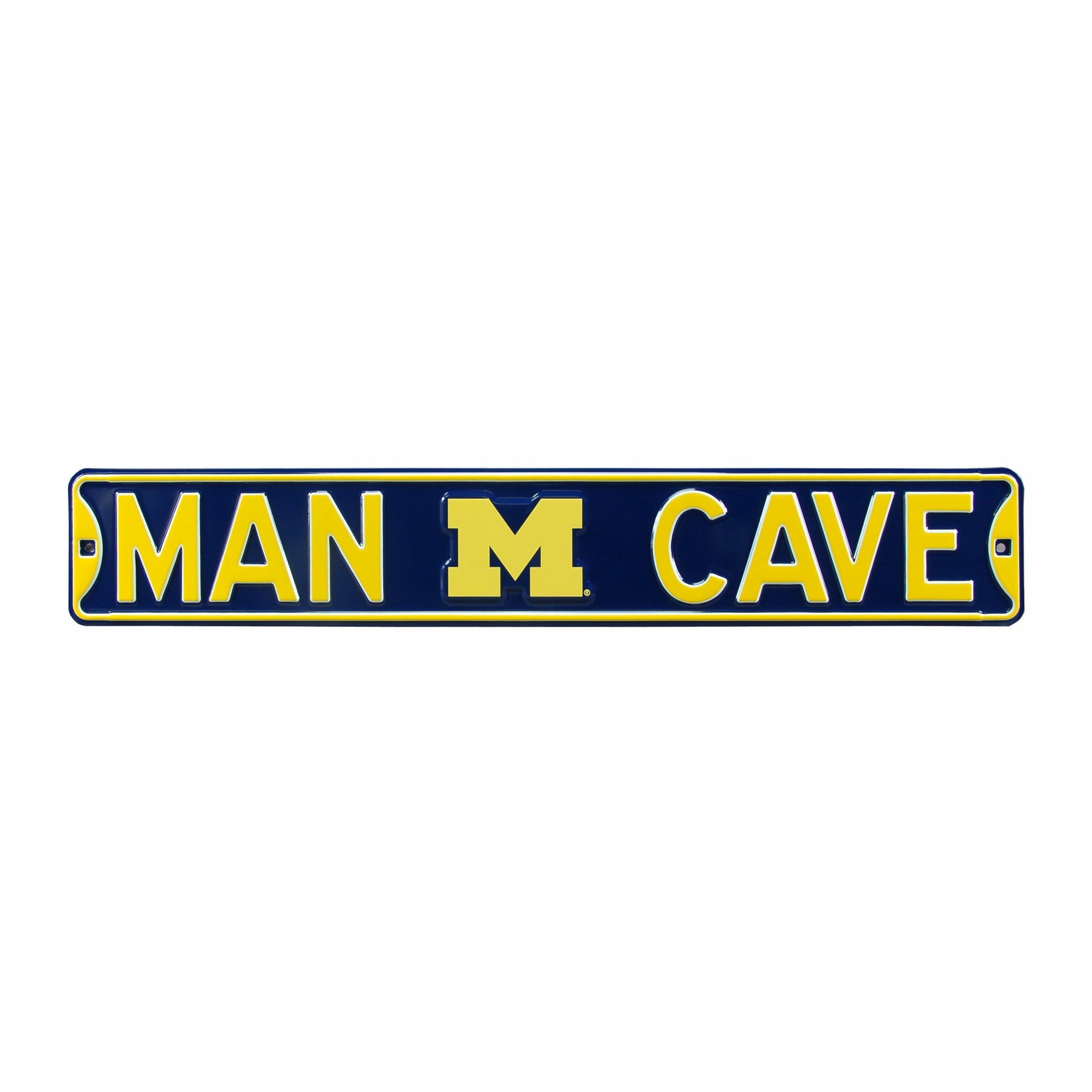 Michigan Wolverines - MAN CAVE - Embossed Steel Street Sign