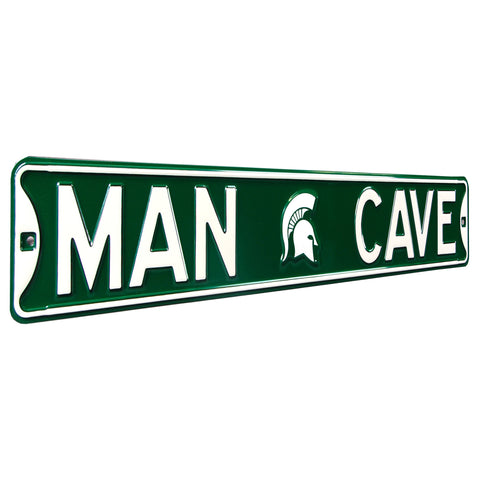 Michigan State Spartans - MAN CAVE - Embossed Steel Street Sign