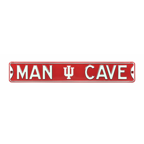 Indiana Hoosiers - MAN CAVE - Embossed Steel Street Sign
