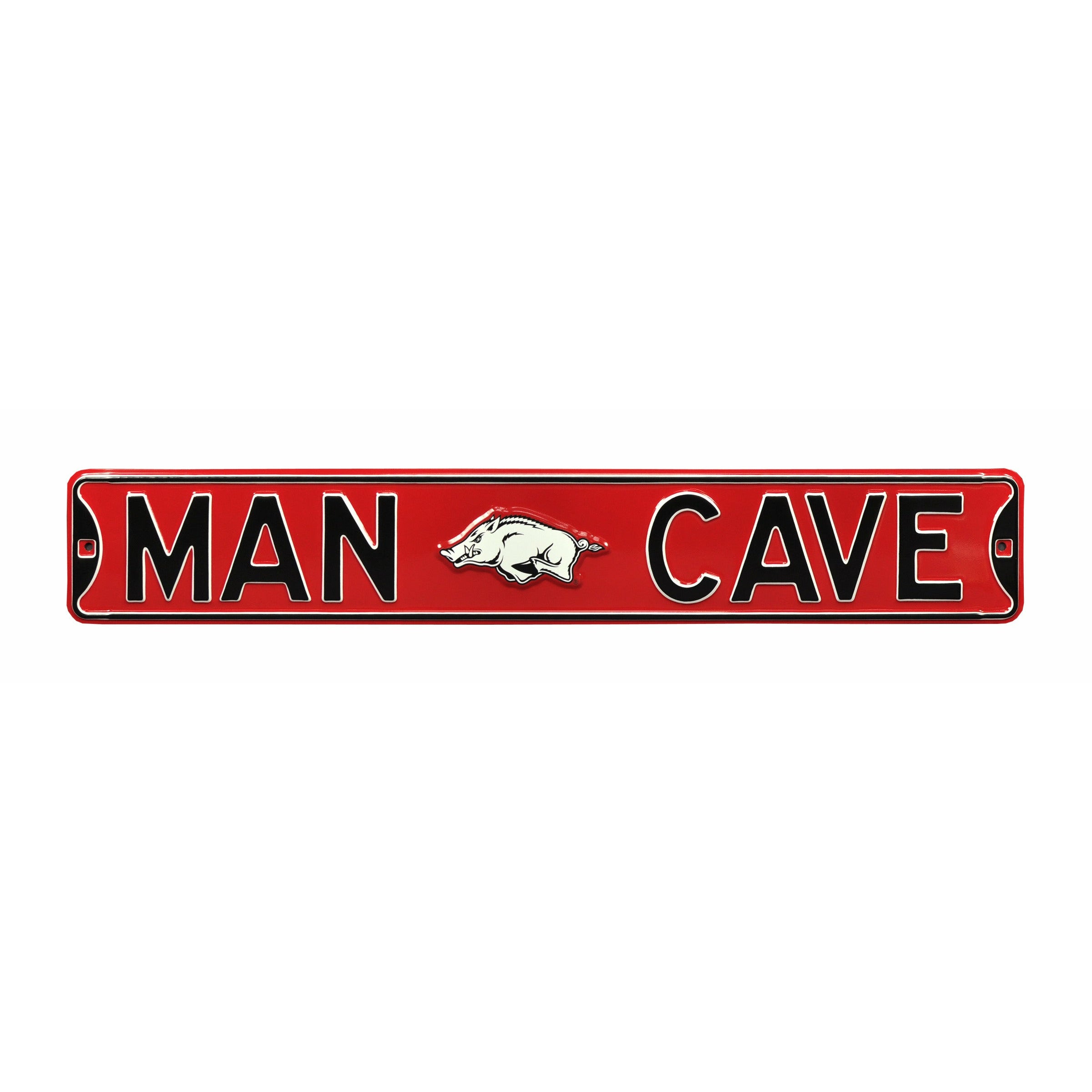 Arkansas Razorbacks - MAN CAVE - Embossed Steel Street Sign