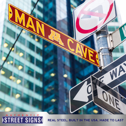 Minnesota Golden Gophers - MAN CAVE - Embossed Steel Street Sign