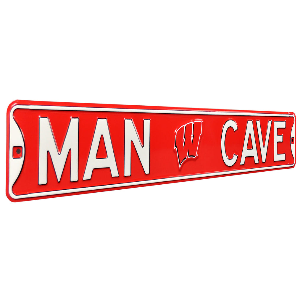 Wisconsin Badgers - MAN CAVE - Embossed Steel Street Sign