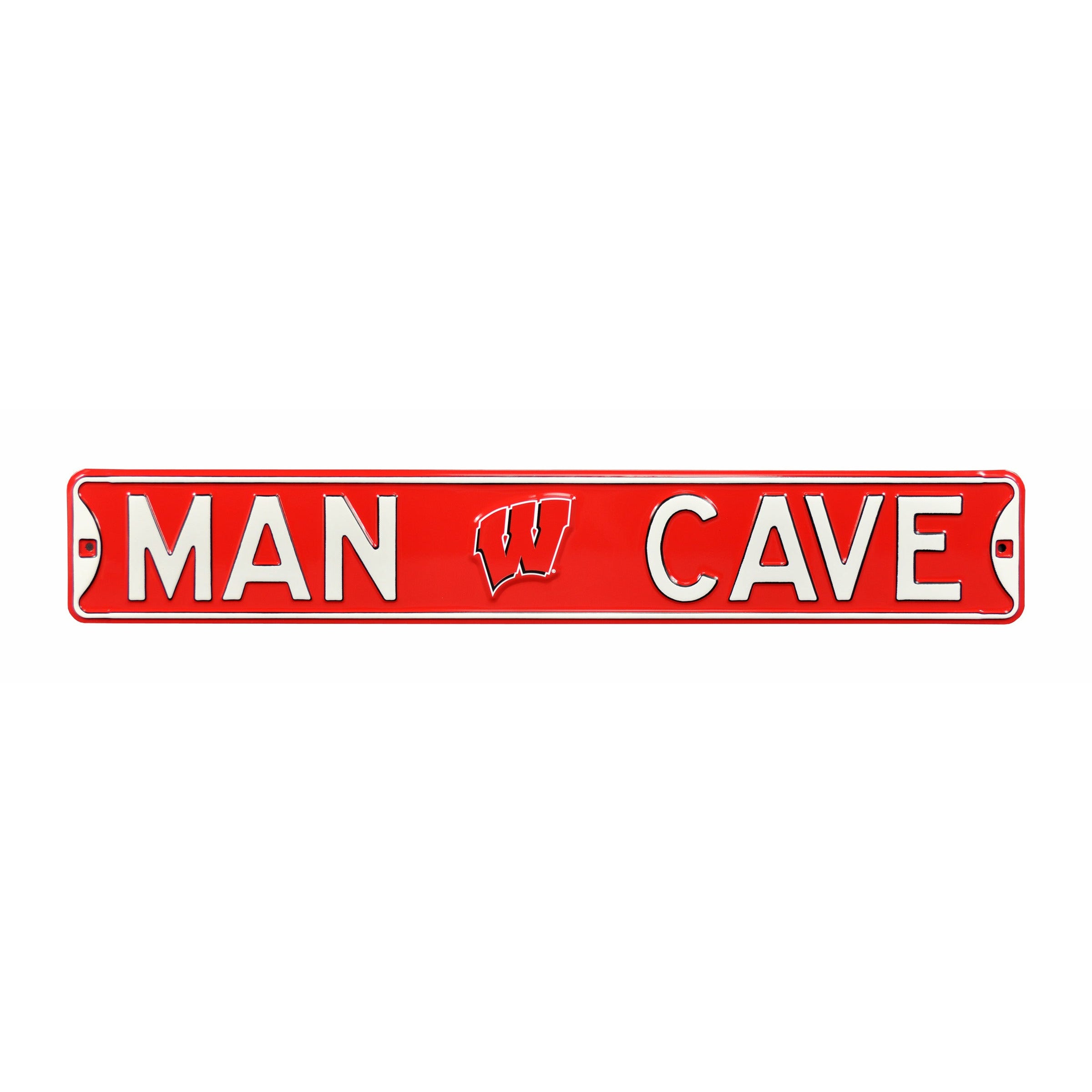 Wisconsin Badgers - MAN CAVE - Embossed Steel Street Sign