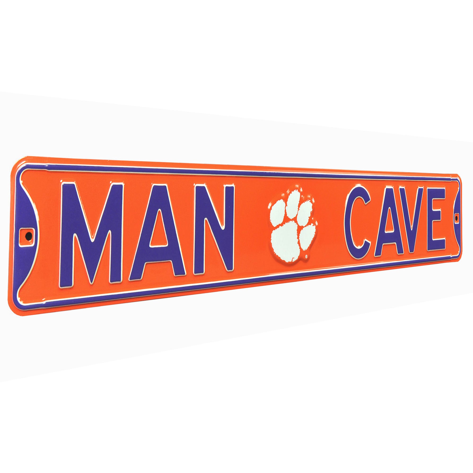 Clemson Tigers - MAN CAVE - Embossed Steel Street Sign