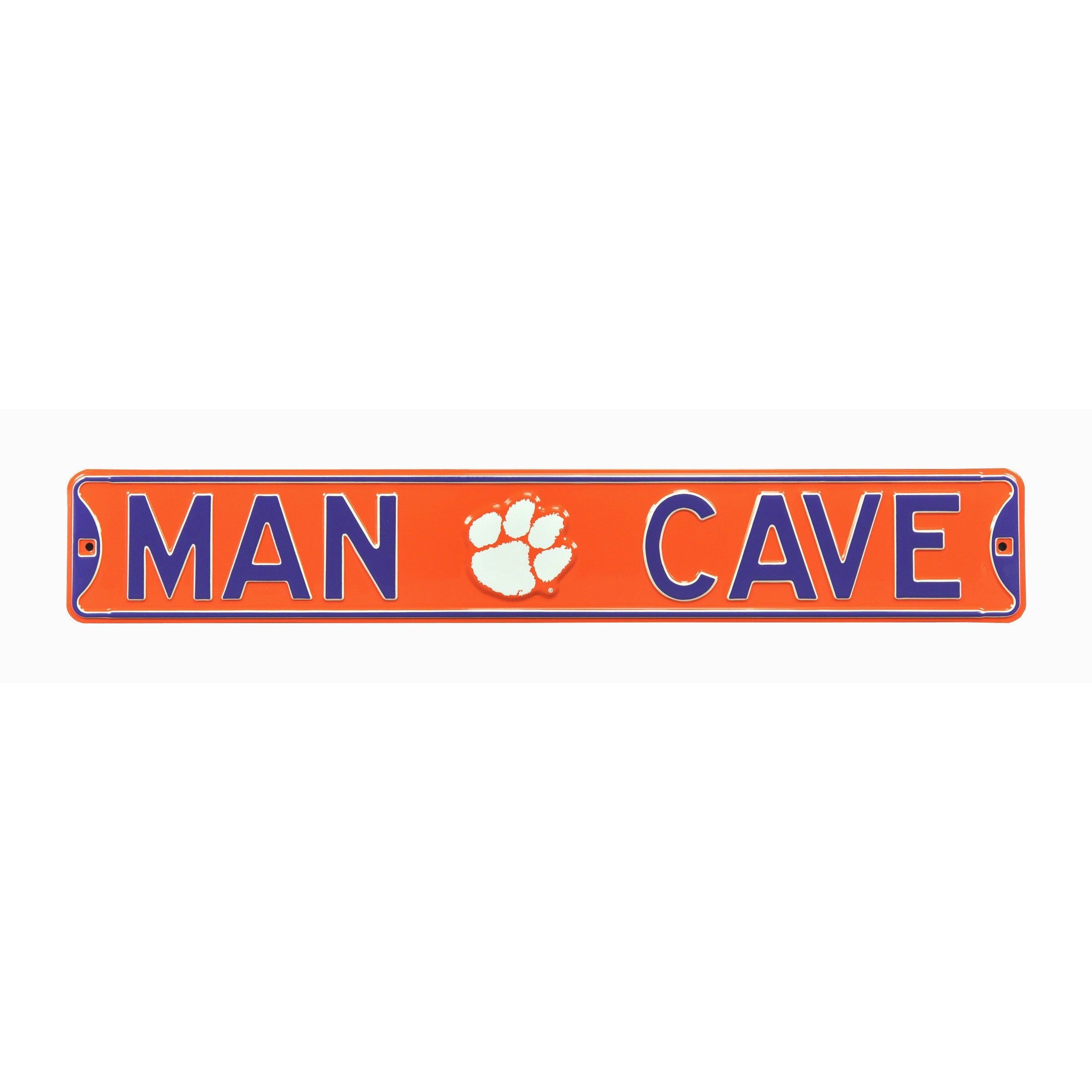 Clemson Tigers - MAN CAVE - Embossed Steel Street Sign
