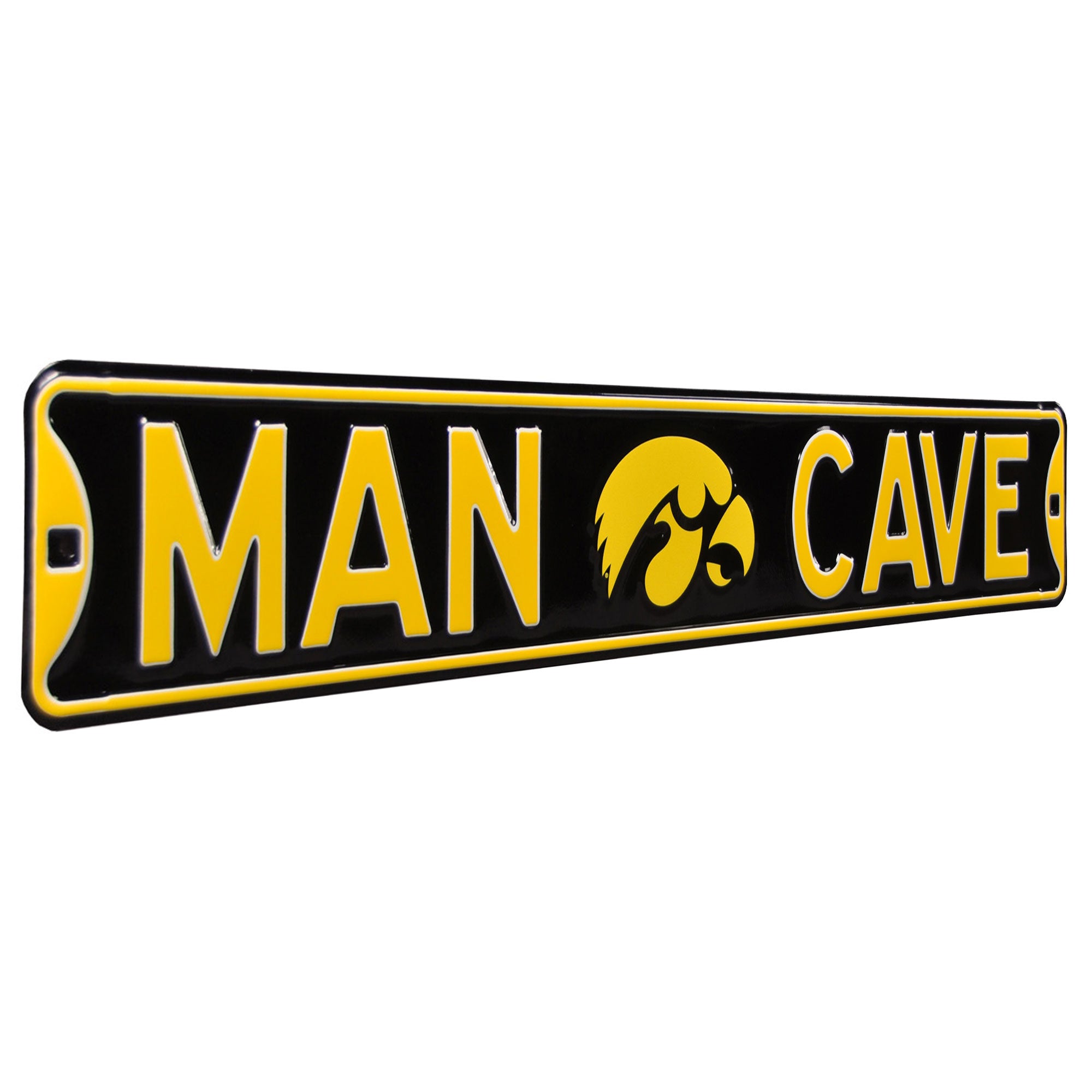Iowa Hawkeyes - MAN CAVE - Embossed Steel Street Sign