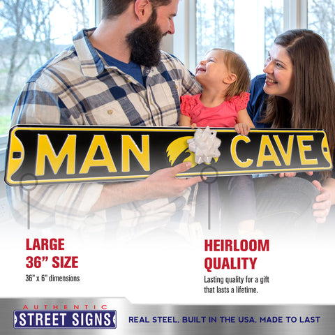 Iowa Hawkeyes - MAN CAVE - Embossed Steel Street Sign