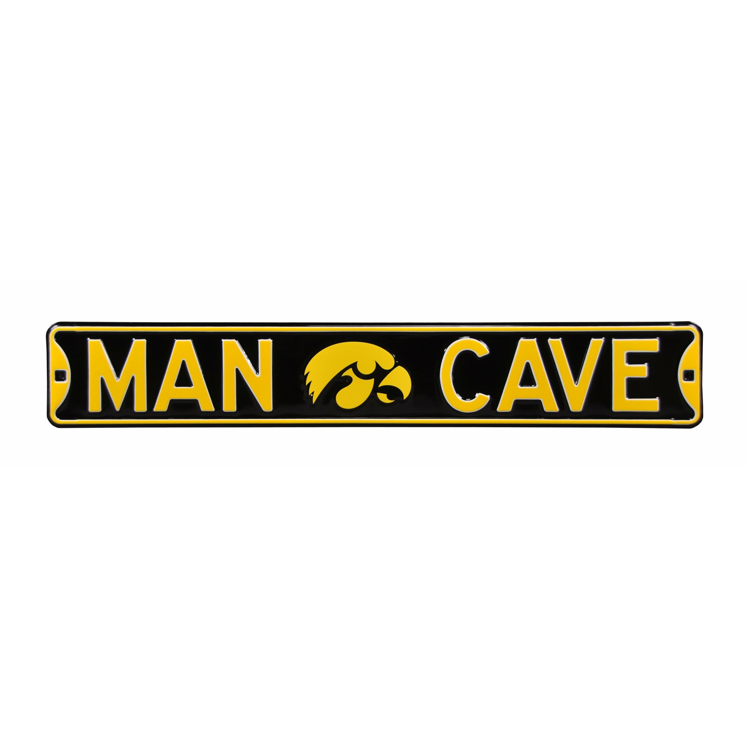 Iowa Hawkeyes - MAN CAVE - Embossed Steel Street Sign