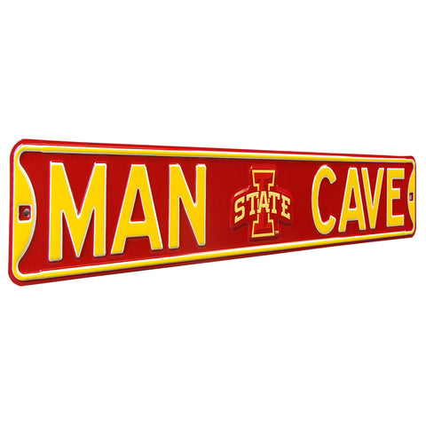 Iowa State Cyclones - MAN CAVE - Embossed Steel Street Sign