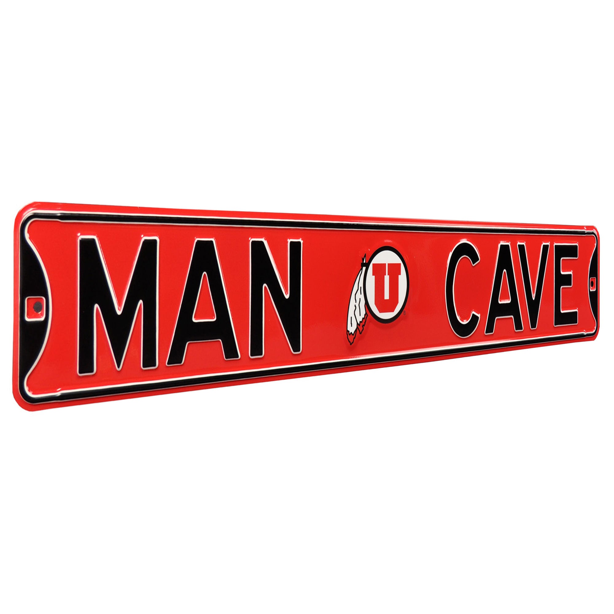 Utah Utes - MAN CAVE - Embossed Steel Street Sign