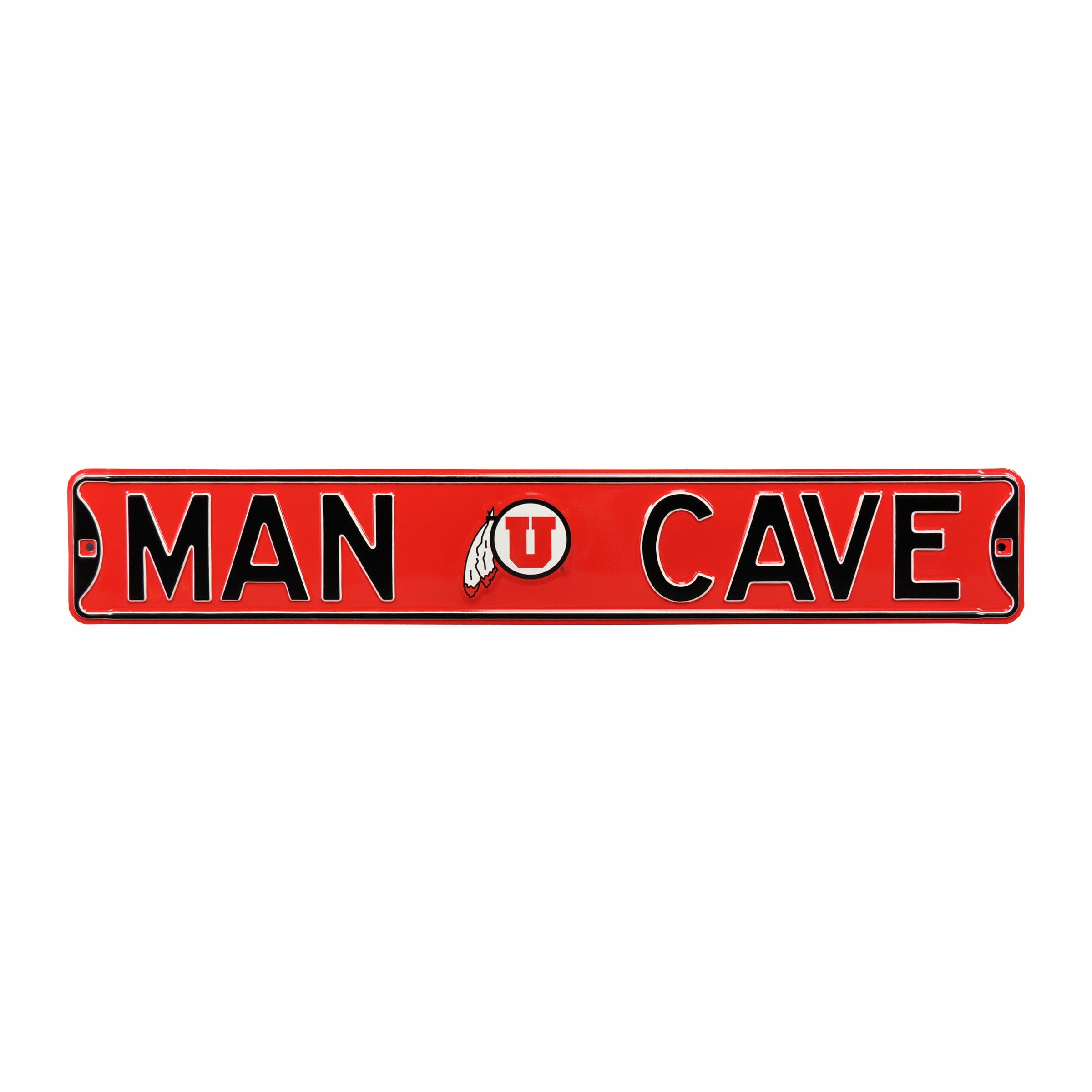 Utah Utes - MAN CAVE - Embossed Steel Street Sign