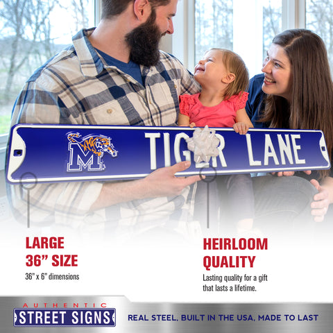 Memphis Tigers - TIGER LANE - Embossed Steel Street Sign