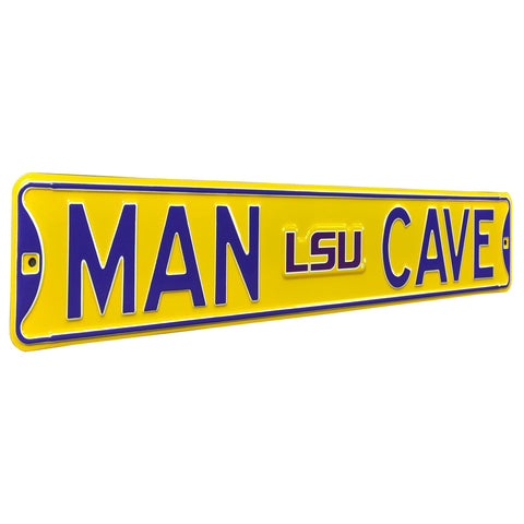 LSU Tigers - MAN CAVE - Embossed Steel Street Sign