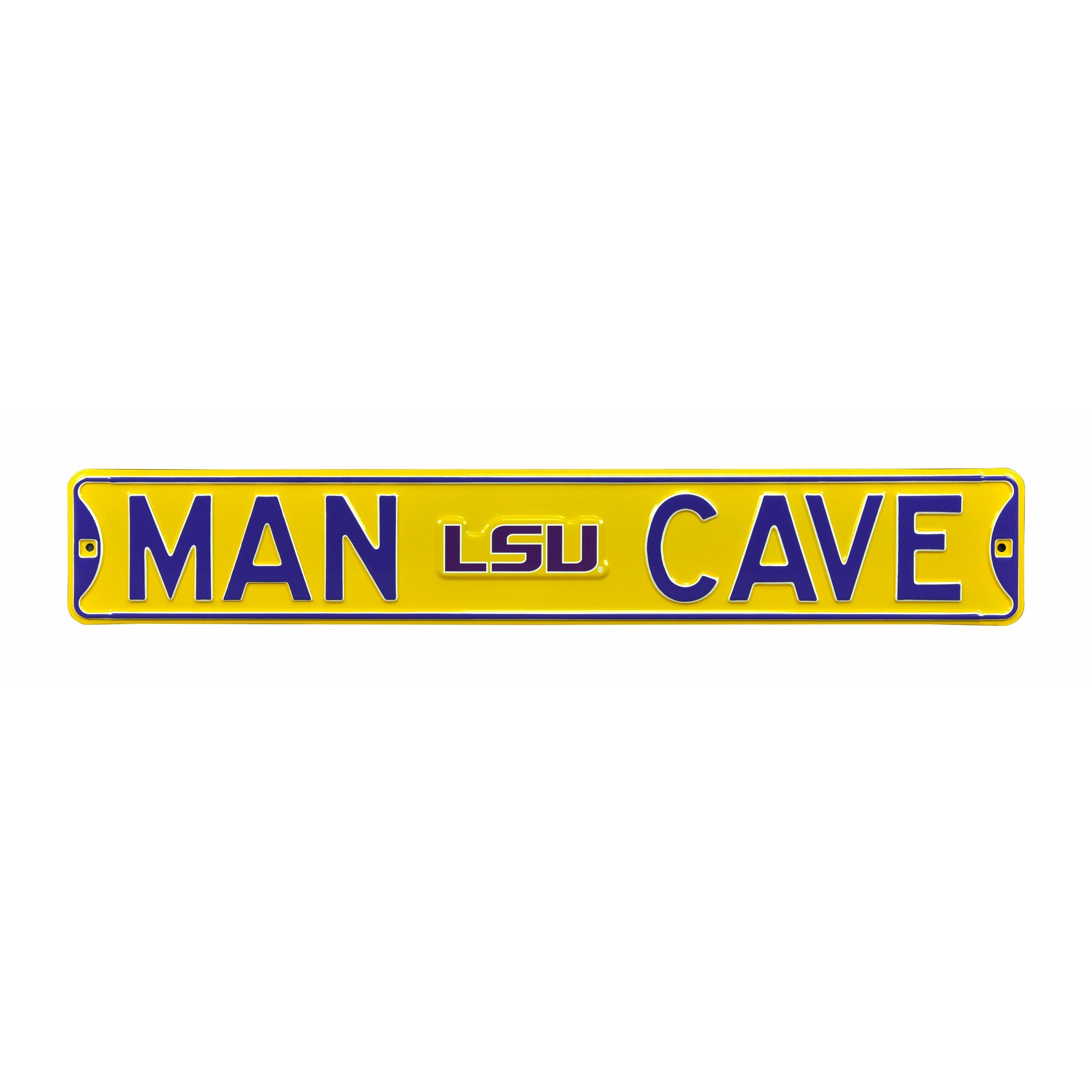 LSU Tigers - MAN CAVE - Embossed Steel Street Sign