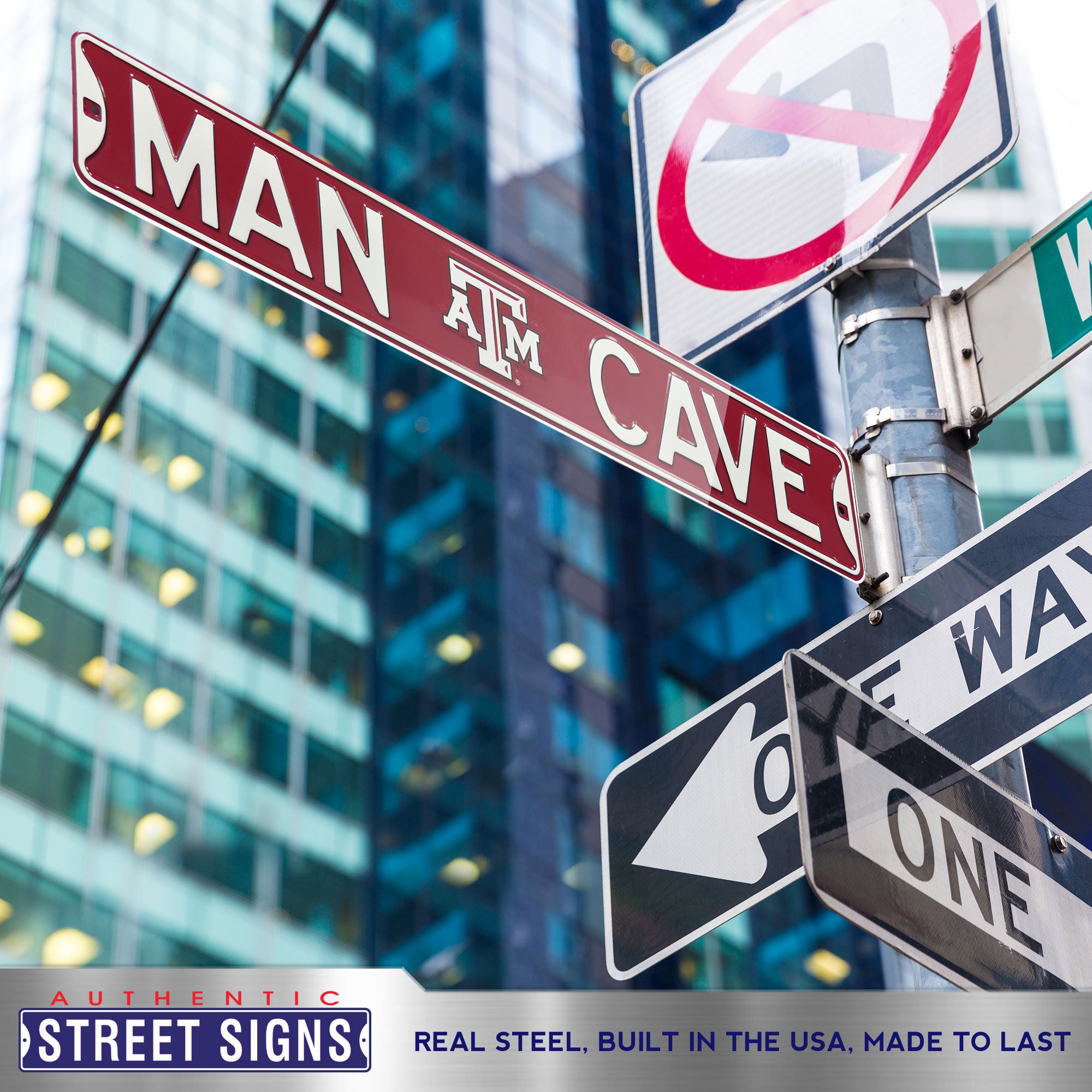 Texas A&M Aggies - MAN CAVE - Embossed Steel Street Sign