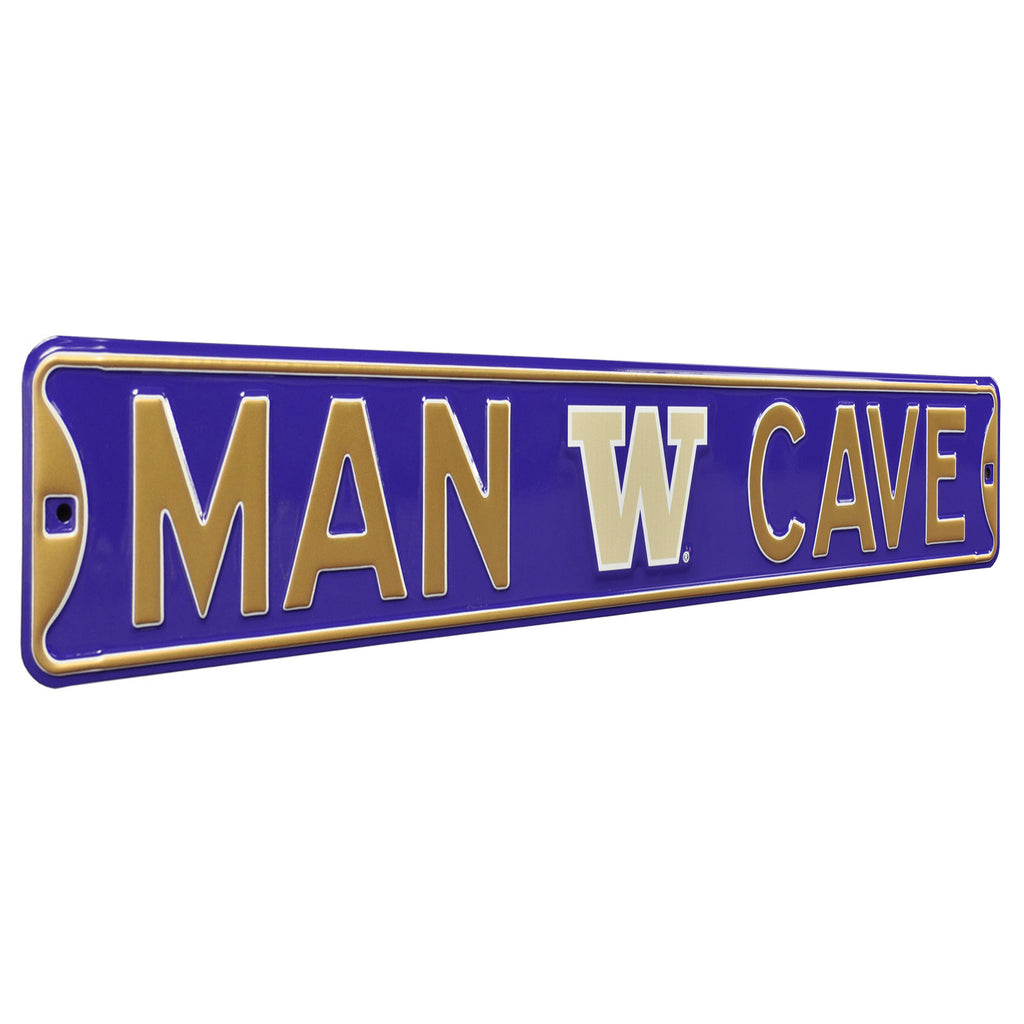 Washington Huskies - MAN CAVE - Embossed Steel Street Sign