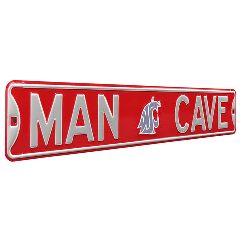 Washington State Cougars - MAN CAVE - Embossed Steel Street Sign
