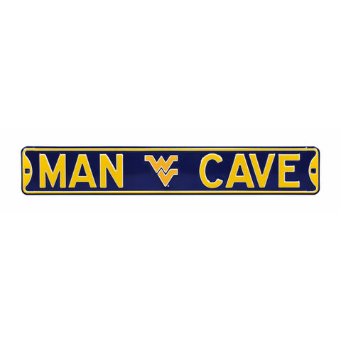 West Virginia Mountaineers - MAN CAVE - Embossed Steel Street Sign