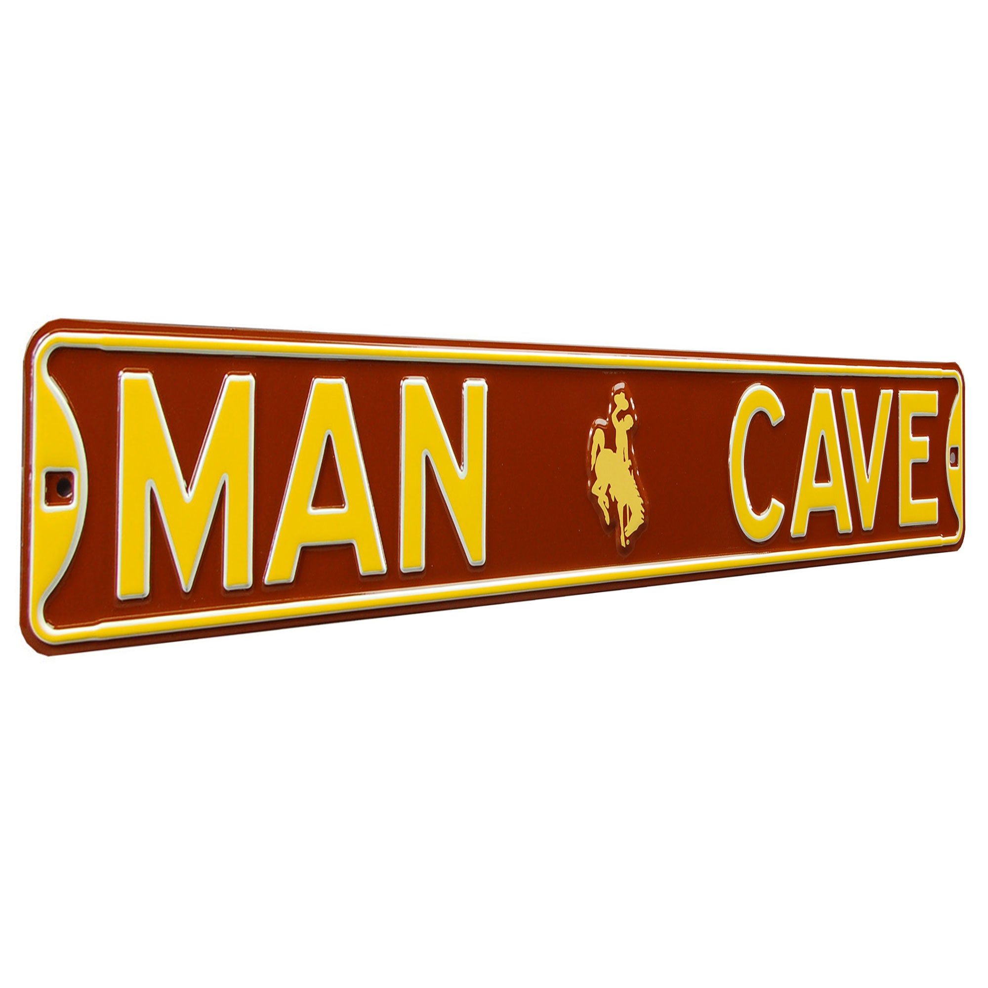 Wyoming Cowboys - MAN CAVE - Embossed Steel Street Sign