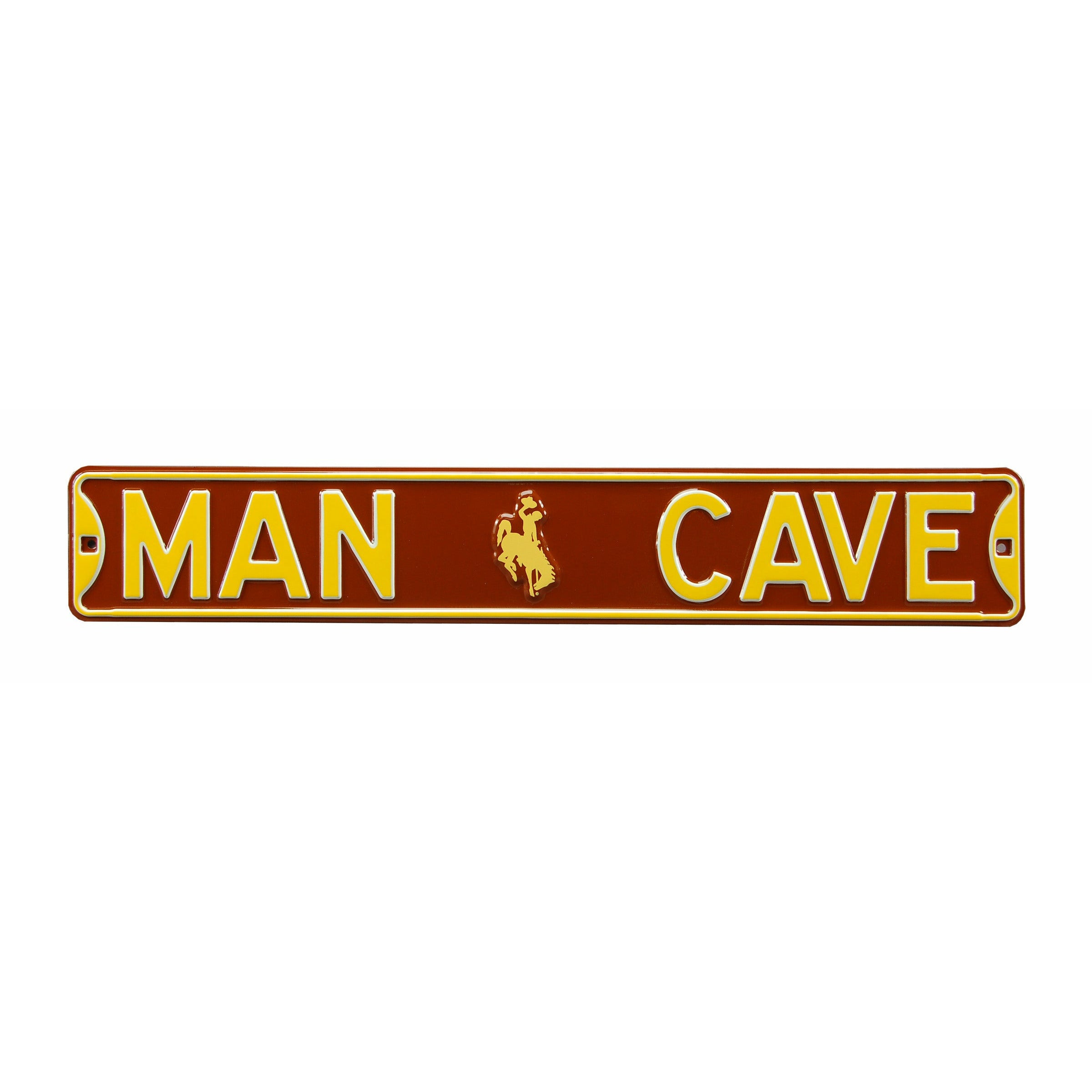 Wyoming Cowboys - MAN CAVE - Embossed Steel Street Sign