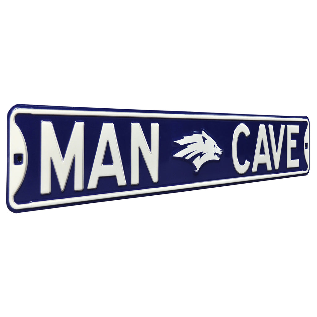 Nevada Wolfpack - MAN CAVE - Embossed Steel Street Sign
