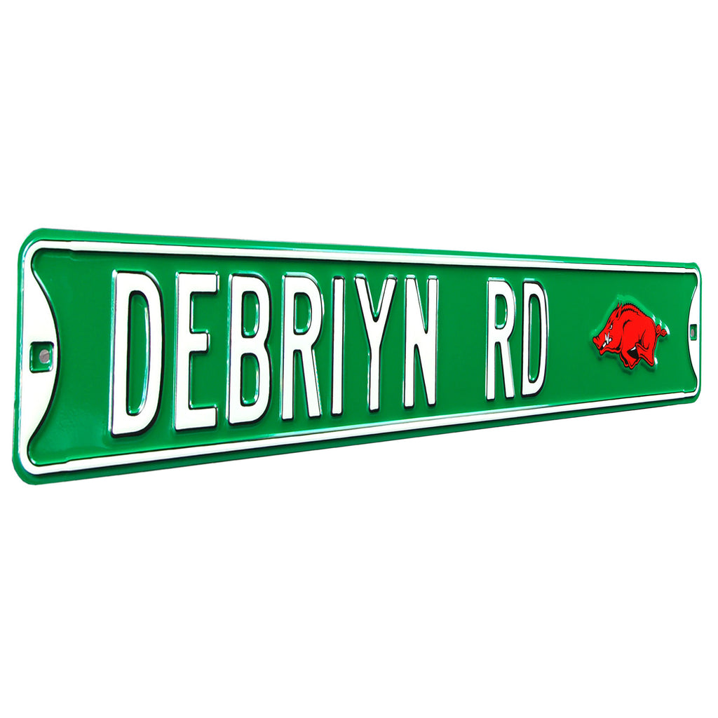 Arkansas Razorbacks - DEBRIYN RD - Embossed Steel Street Sign