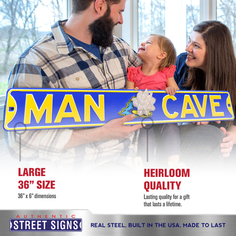 Delaware Blue Hens - MAN CAVE - Embossed Steel Street Sign