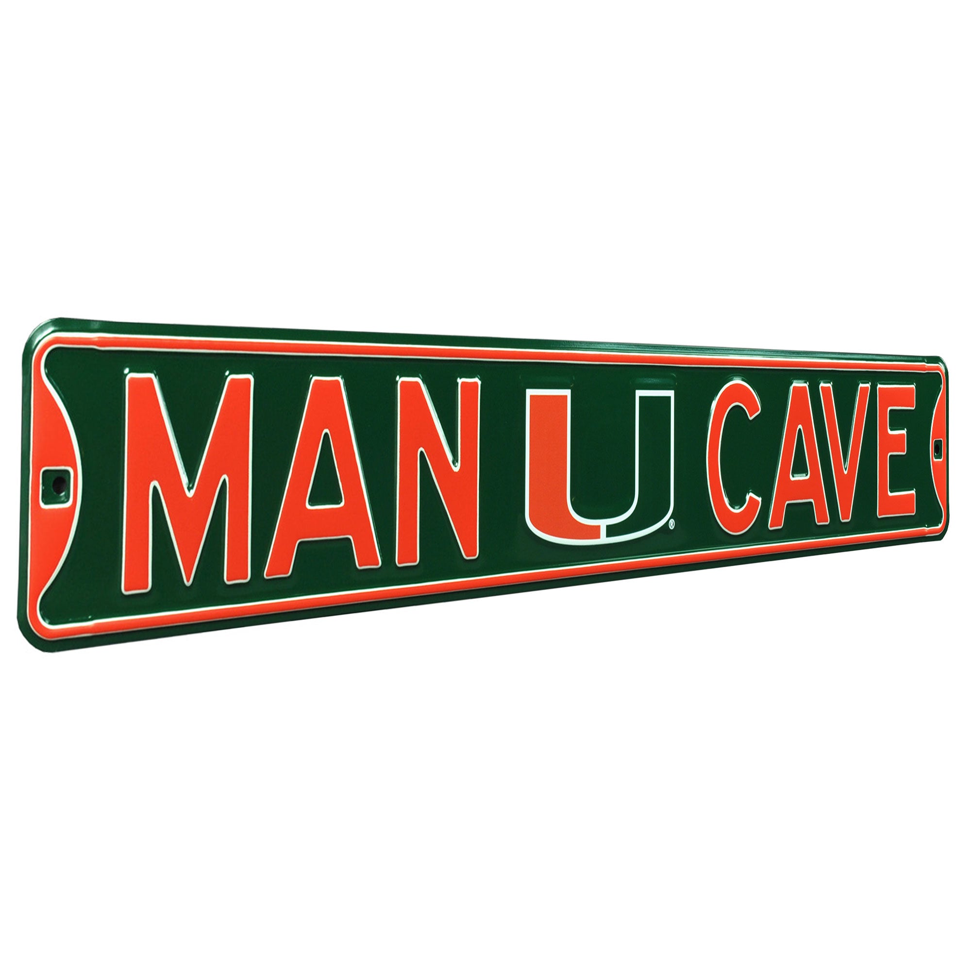 Miami Hurricanes - MAN CAVE - Embossed Steel Street Sign